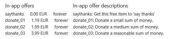 Fig. 1: in-app products contain “donate” in their product name.